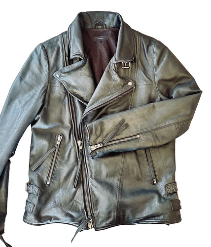 Bikerjacke leder schwarz gr - leder,