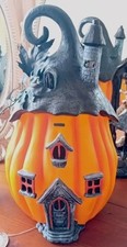 Tk Maxx Halloween Huge Orange Light Up Pumpkin House Ornament RARE