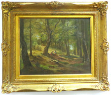 Paul Moralt (1849 München - 1943) Ölbild - Familienausflug im Wald - signiert