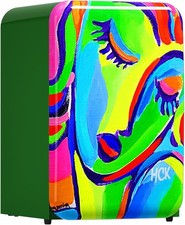 HCK Mini Kühlschrank mit Gefrierfach 107 L Kühlfach Designer Retro Kunst NEU!