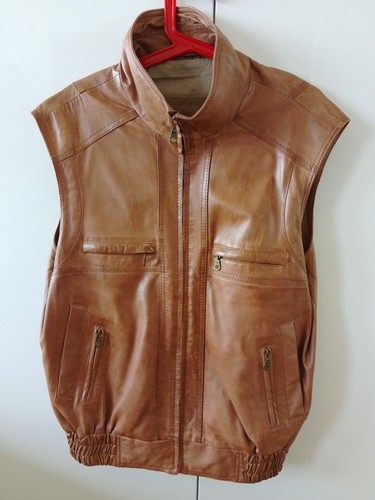 Herren lederweste braun 48 - herren-lederweste,