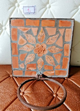 Alt Vintage Selten Handgefertigt Arbeit Fliesen Hängevorrichtung für Blumen Nr.1