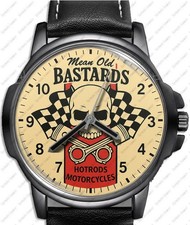 Mean Old Unhöflich Biker Thema Totenkopf Kunst Modisch Lederarmband Geschenk Uhr