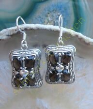 RX Ohrring viktorianischer Stil Rauchquarz braun Sternzeichen Waage Silber 925