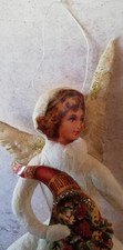 Wattefigur Engel Oblate Christbaumschmuck vintage Handarbeit Federbaum