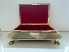 Antike Dose aus Marmor/Onyx in hellgrün u. goldfarben, G. S. E. ottone garantito