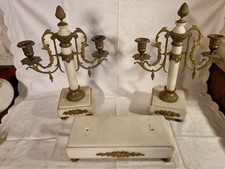 Altes Kamin- Garnitur-Set Marmor Bronze