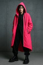 Neonpink Sweatmantel Oversize Kapuzenjacke Made in Italy Money Studio 42-46 Neu