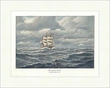 Mit raumem Winde Johs. Holst Segelschiff Seefahrt Wellen coloriert ED 0290