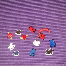 Knöpfe, Kinderknöpfe, 12 Stück, Schaukelpferd, Regenschirm, Banane, Bärchchen