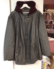 Damen Biker Lederjacke / Kunstleder 60 mit Kapuze zum abnehmen , Top Zustand