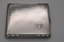 Alpacca a l Zigarettenetui mit Monogramm und Widmung ca. 7,5x9cm Vintage