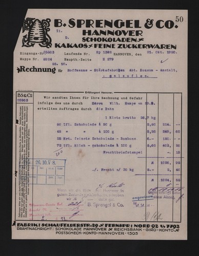 Hannover rechnung 1920 b - rechnung,