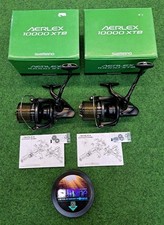 2 × Shimano Aerlex 10000 XTB + Korda Touchdown 0,35er MONO Karpfenrollen Rollen