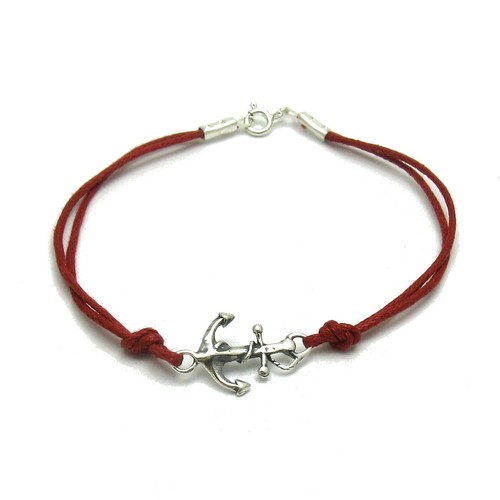 925 silver bracelet anchor - silver, red