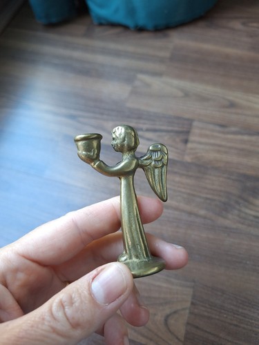 Messing engel kerzenhalter - messing, alt