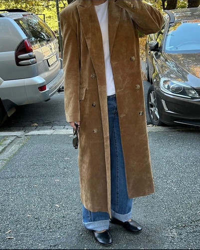 Damen wildleder leder trench - leder,