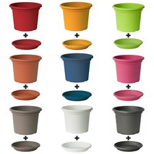 9 Farben 12 Größen Blumentopf mit Untersetzer Pflanzkübel Topf Kübel Blumentöpfe