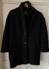ZARA stylisher Teddycoat Mantel Gr. S Jacke Fake Fur Kunstpelz Teddy Schwarz