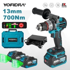 Brushless Akkuschrauber Schlagbohrschrauber 700 Nm LED-Licht mit Koffer 2Akkus 