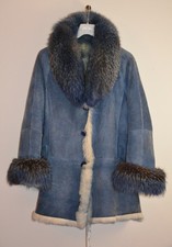 Toskana Lammfellmantel Lammfell Pelz Leder Winter Mantel Jacke Fuchskragen Fuchs