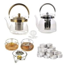 Hitzebeständiges Glas-Ei Teekanne Kanne 1200 1400 1600ml oder Wärmer Standkerzen