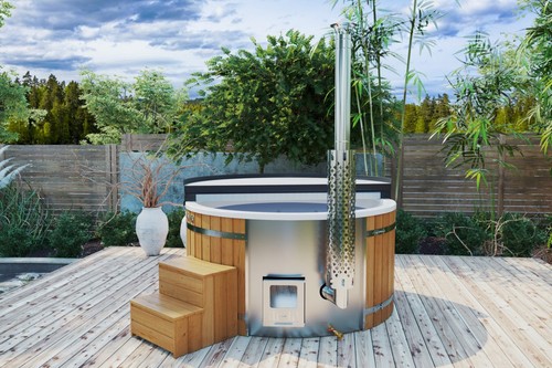 Badefass mit holzofen pool - badefass,