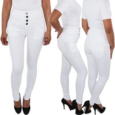 Damen 4 Knopf Skinny Jeans