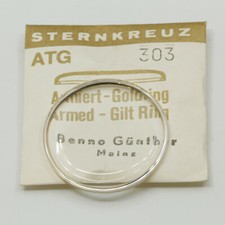 Uhrenglas Sternkreuz ATG gewölbt armiert mit vergoldetem Ring Armbanduhr Uhrglas