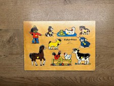Rarität Holz Steckspiel Bauernhof von 1971 Fisher-Price