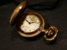 Kleine Uhr Anhänger Taschenuhr Modeschmuck Pallas Stowa Quarz Gold Farben 