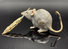 Bronze Maus  mit Getreidehalm / Ratte naturalistisch  Austria
