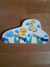 TOP! Wie NEU! Kinder-Garderobe "Zootiere" 3 Haken 25 cm Holz Erzgebirge Gelb 