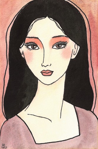 Portrait frau mädchen tusche - mädchen,