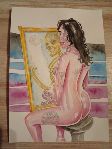 Aquarell gemälde akt frau - aquarell,