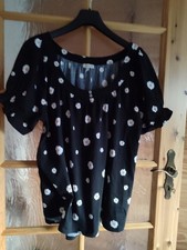 Deerberg Carmen Shirt Kurzärmliges Oberteil Gr. XL schwarz mit Blumen
