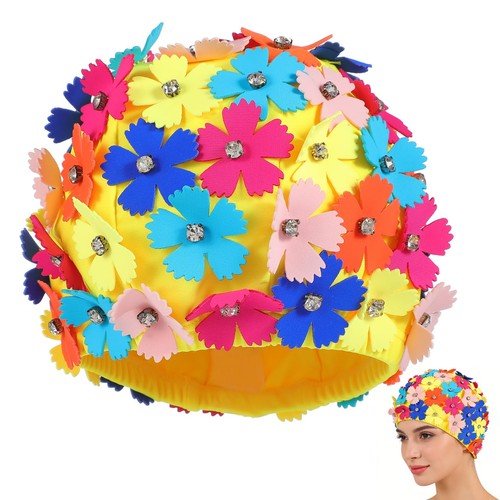 Damen badekappe retro blumen - retro,