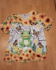 Frosch mit Sonnenblumen T-Shirt  Damen Gr. 0XL