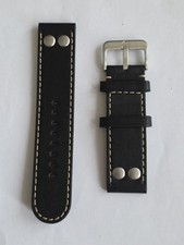 Laco Lederarmband  22mm Schwarz Für Fliegeruhr Piloten Armbanduhr etc UNBENUTZT 
