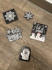 Holzschilder Winter Schwarz Weiß 