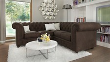 % CHESTERFIELD MODULARES ECKSOFA VINTAGE BRAUN WEISS GRAU SAMT BETT RETRO FARBEN