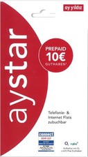 Ay Yildiz Aystar Prepaid SIM Karte mit 10 € Guthaben NEU OVP | O2 Netz | 9,99 €