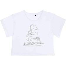'Picnic Ghost' Women's Cotton Crop Tops (CO052877)