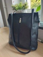 Vera Pelle Leder Schultertasche Schwarz Mittel
