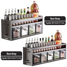 Gewürzregal Küchenregal Wand Hängend Organizer Mit mehreren Gewürzboxen 2Etage