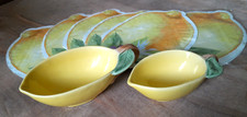 Mediterrane Deko Schalen  + Servietten Zitrone Motiv Keramik Sommer Gelb 3-tlg