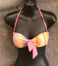 BIKINI OBERTEIL BANDEAU GRÖSSE 36 ROSA GELB BLAU  MIT PADS