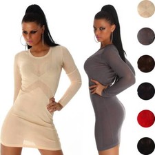 Strickkleid Minikleid transparent Mesh Netz Streifen sexy durchsichtig 36 38 S M