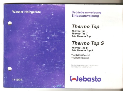 Operating instructions webasto - operating,