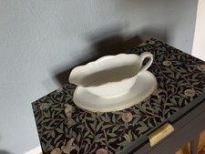 Kahla Sauciere Porzellan weiß mit Goldrand